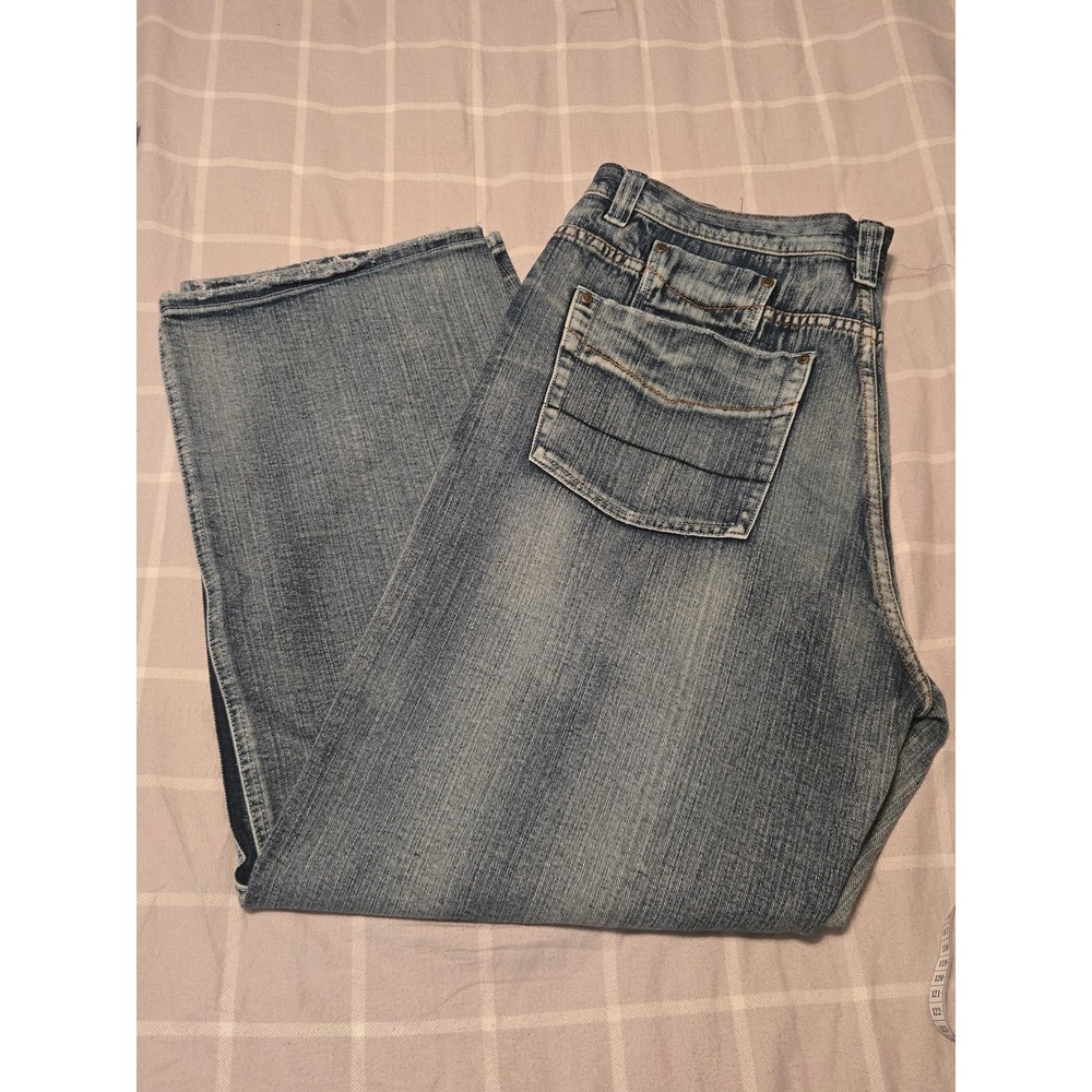 VTG GMF Give Me Face 0.3 Baggy Wide Leg Jeans Mens 38x32 Dark Wash 2000s Urban - Picture 8 of 8
